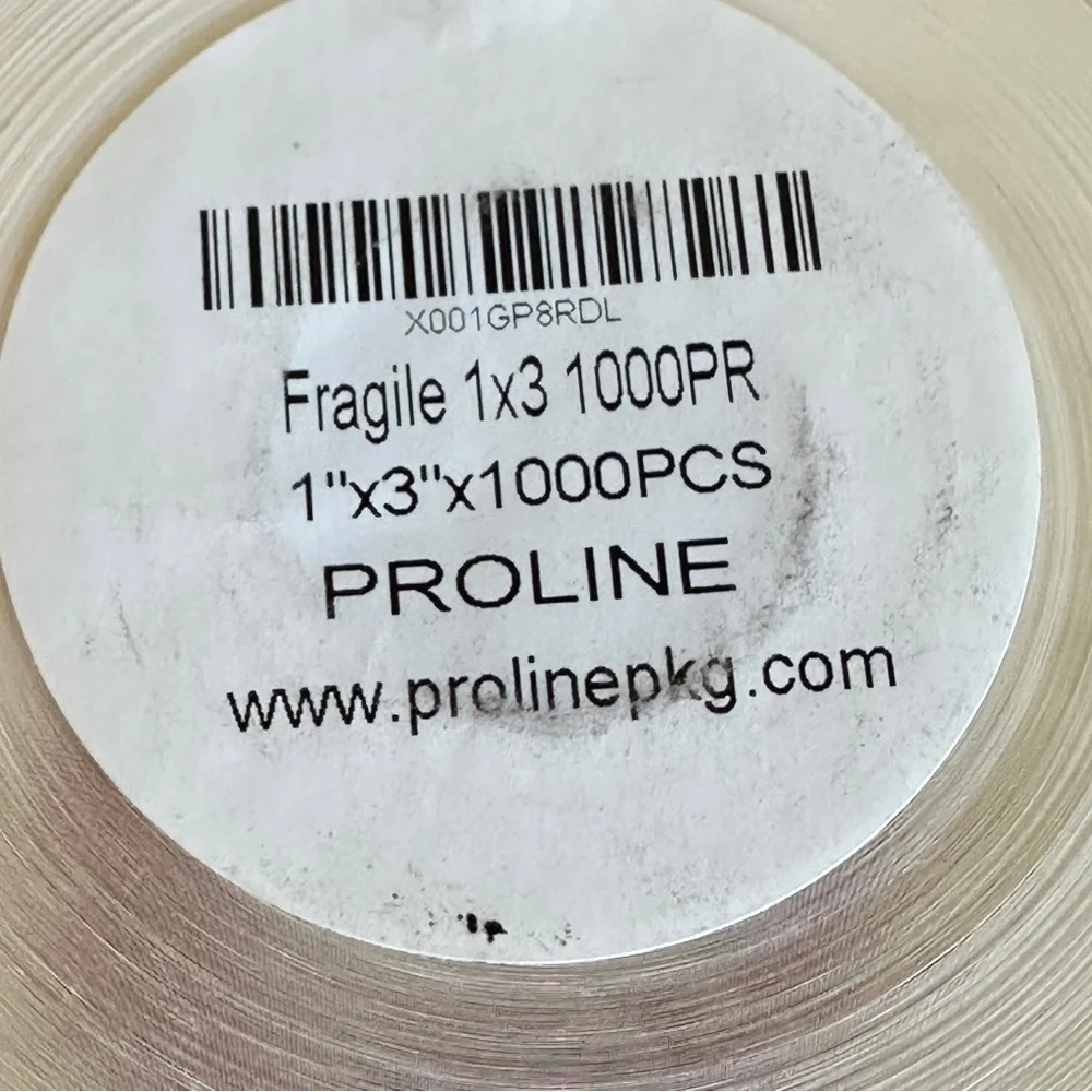 1000 Fragile Labels Stickers 1 Roll Red White Seller Shipping Supplies